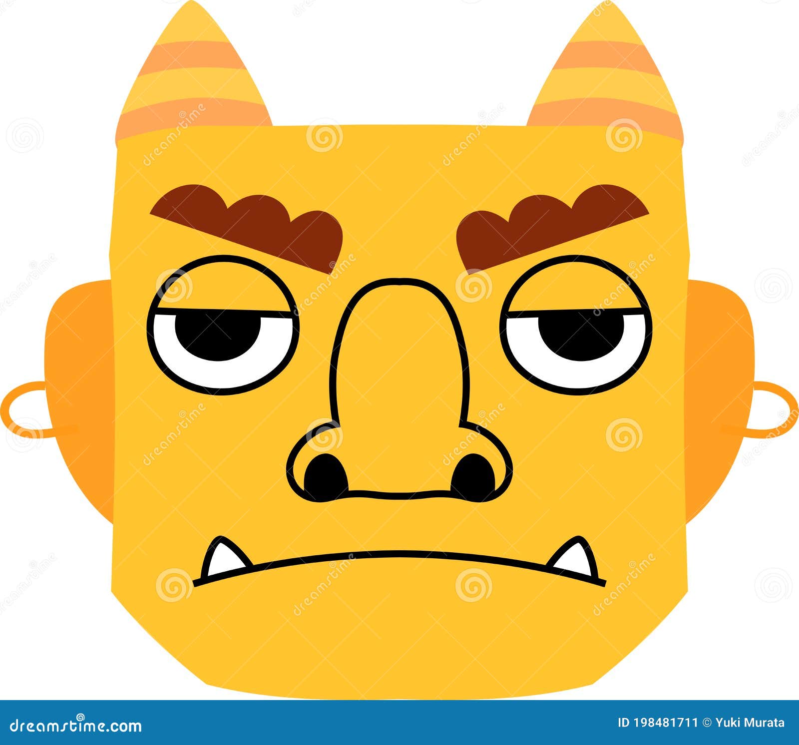 Cute Japanese Yellow Demon Mask Stock Vector - Illustration of bean ...