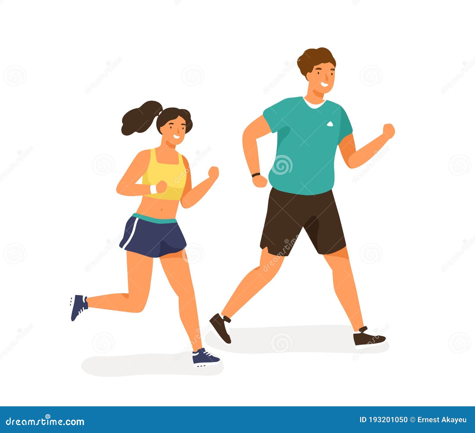 Cute Jogging Couple Dressed in Sportswear. Happy Man and Woman Running ...