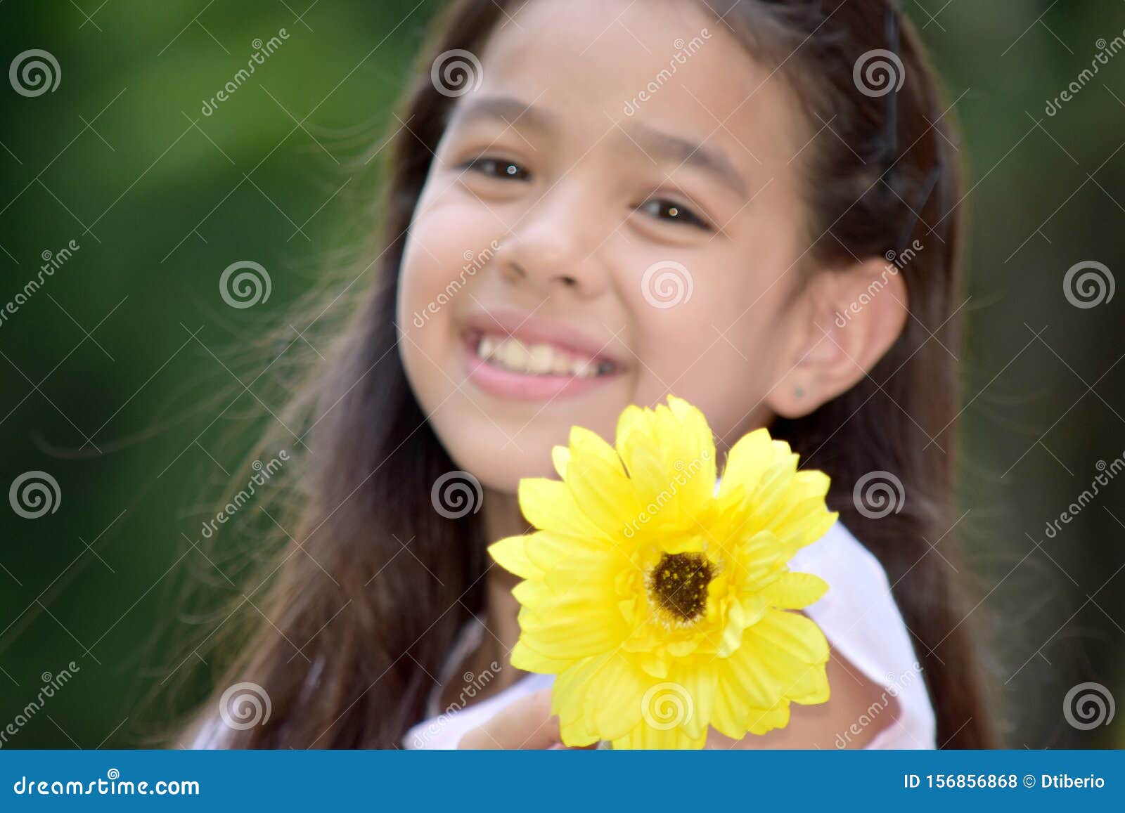 Cute Juvenile and Happiness with a Flower Stock Photo Image of