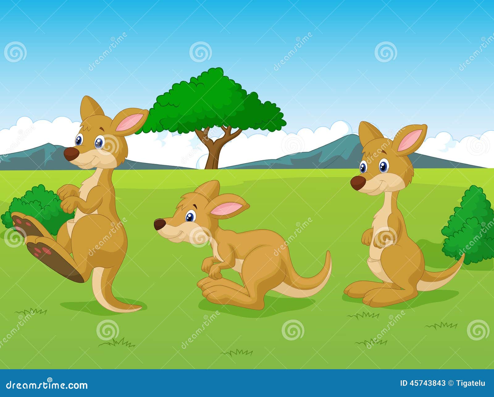 Cute Kangaroo Cartoon Playing in the Grassland Stock Vector - Illustration  of marsupial, playful: 45743843