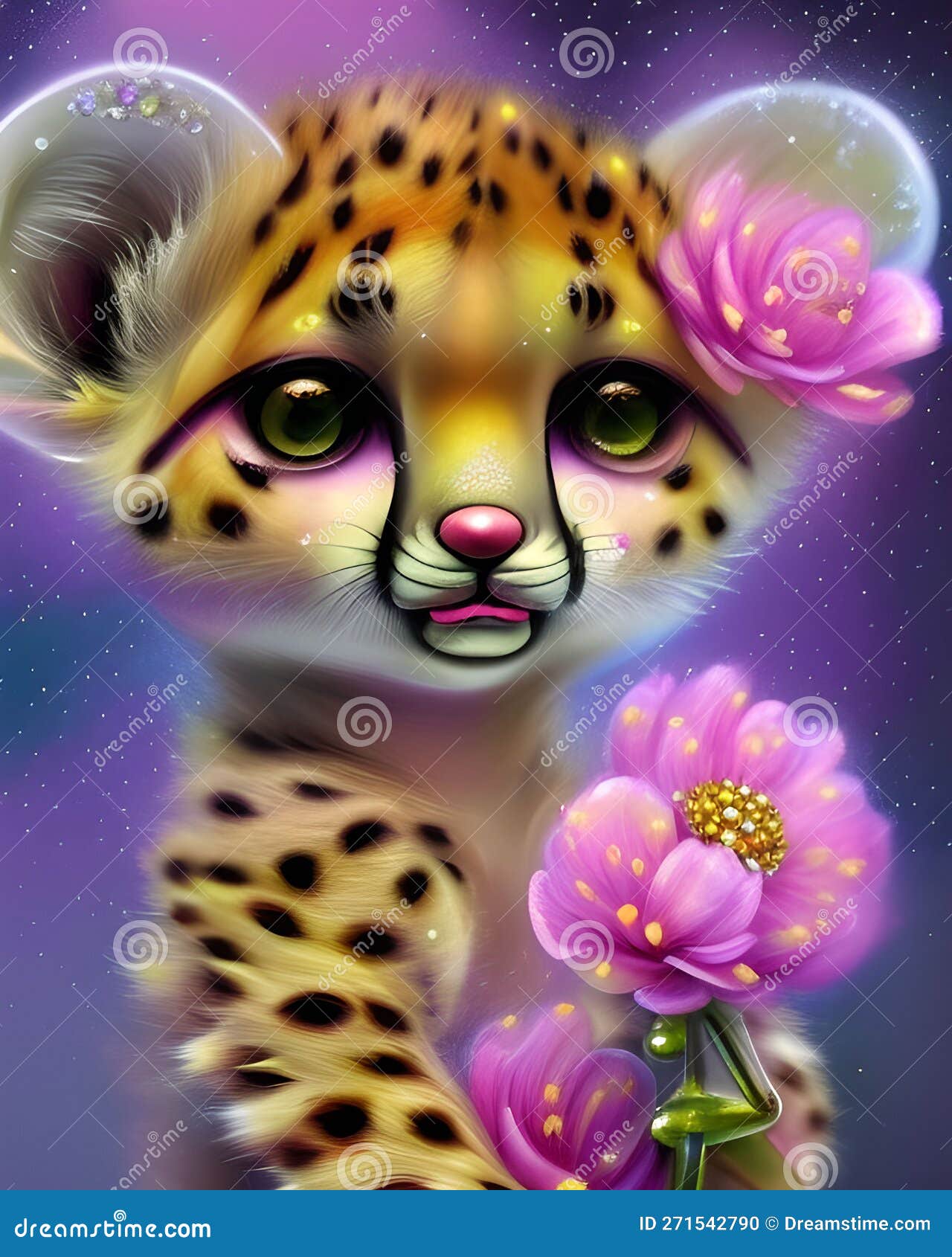 cute kawaii baby cheetah graphic