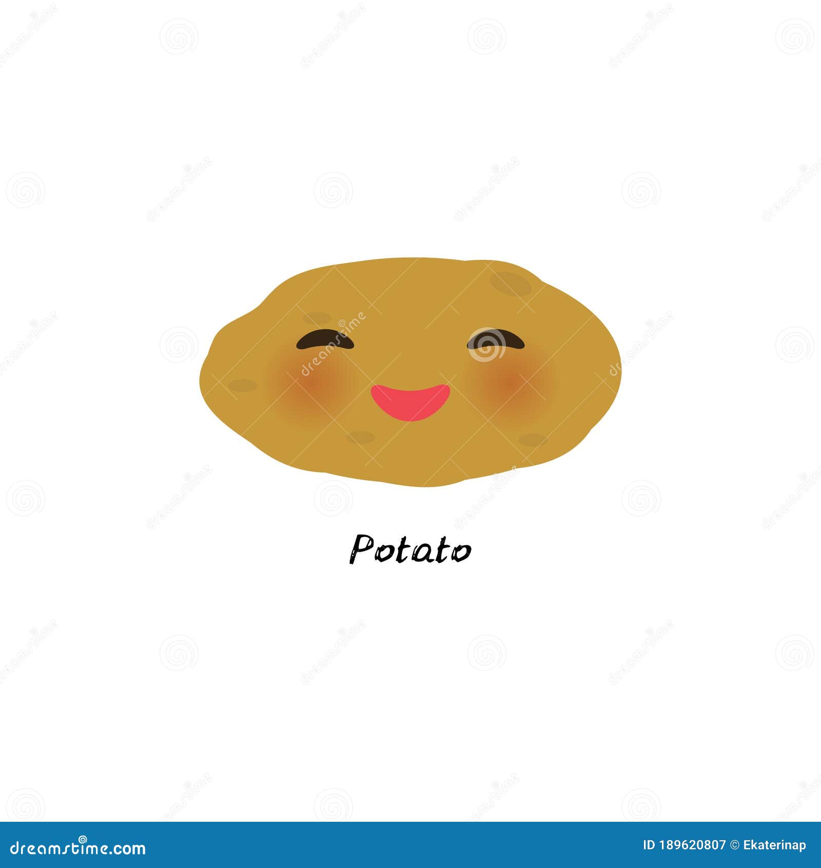 Brown cute little kawaii potato cartoon Royalty Free Vector