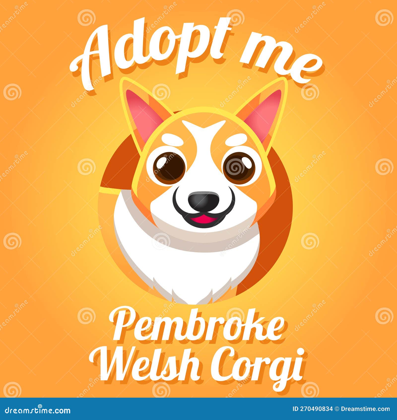 cute kawaii dog puppy pembroke welsh corgi sable color adoption mascot cartoon poster wallpaper  social media 