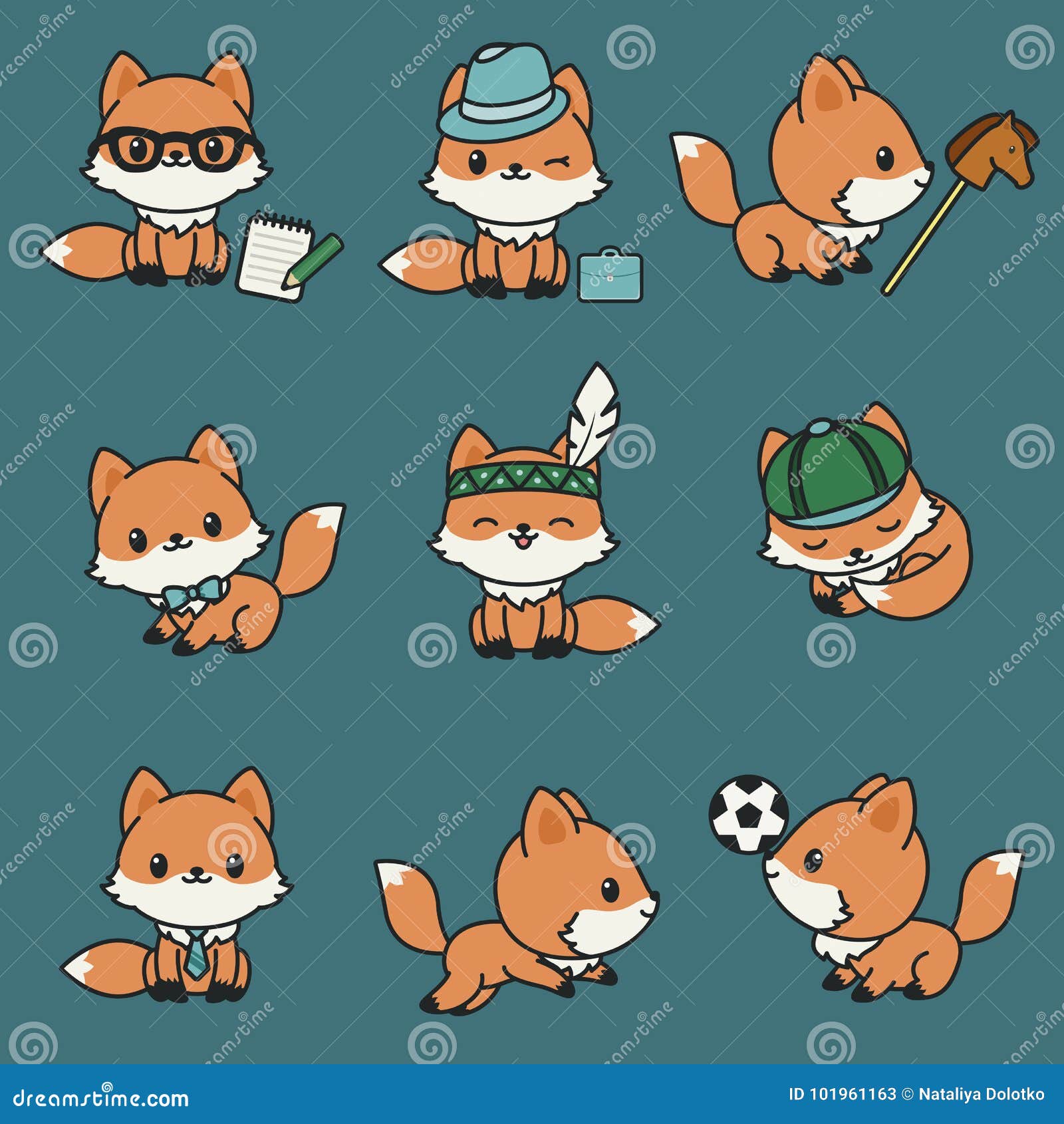 cute kawaii foxes