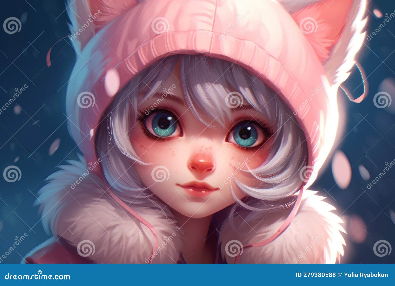 Cute Kawaii Girl. Generate Ai Stock Illustration - Illustration of