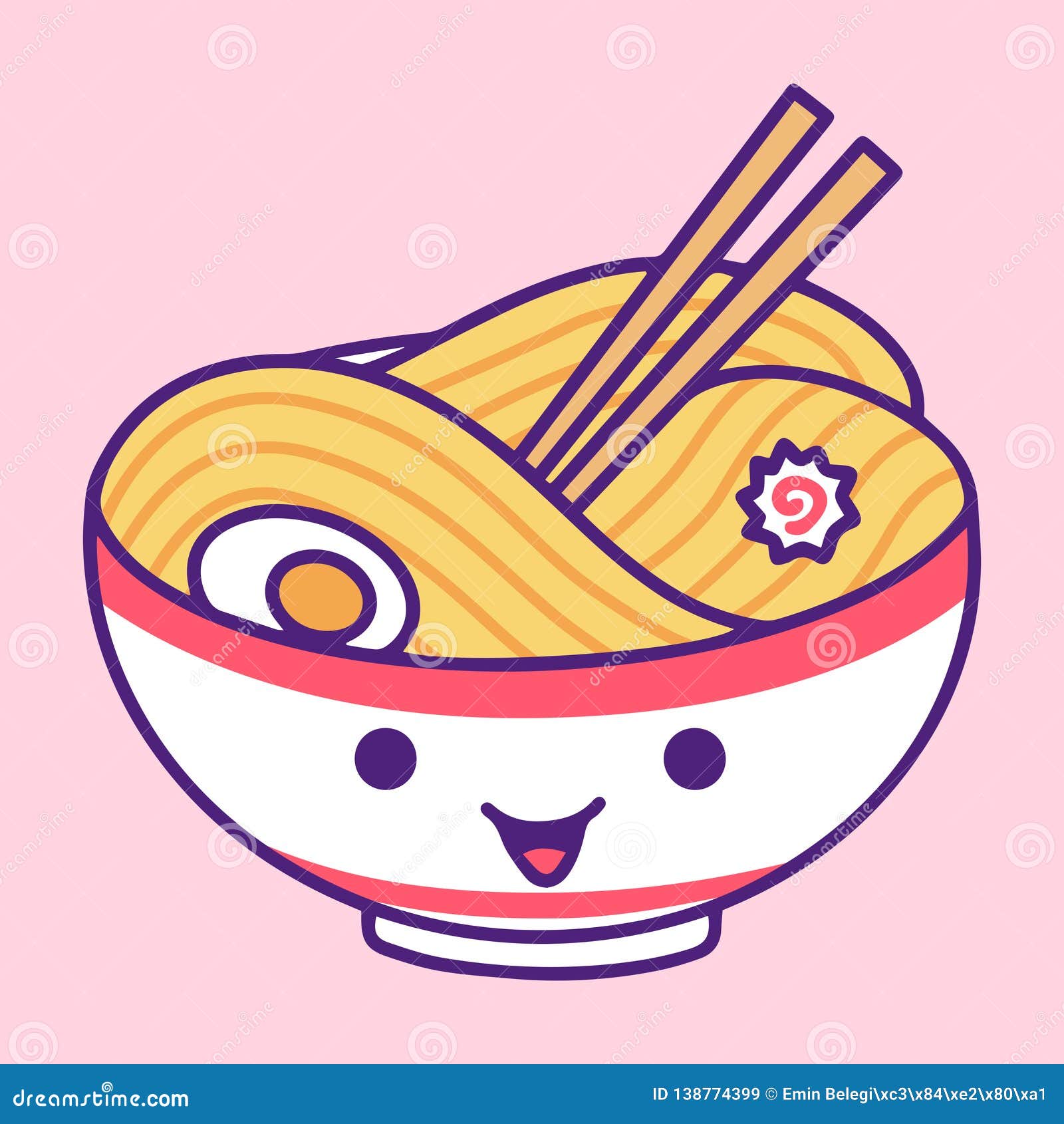 Kawaii Noodle Ramen Mascot Design Vector Illustration Cartoondealer