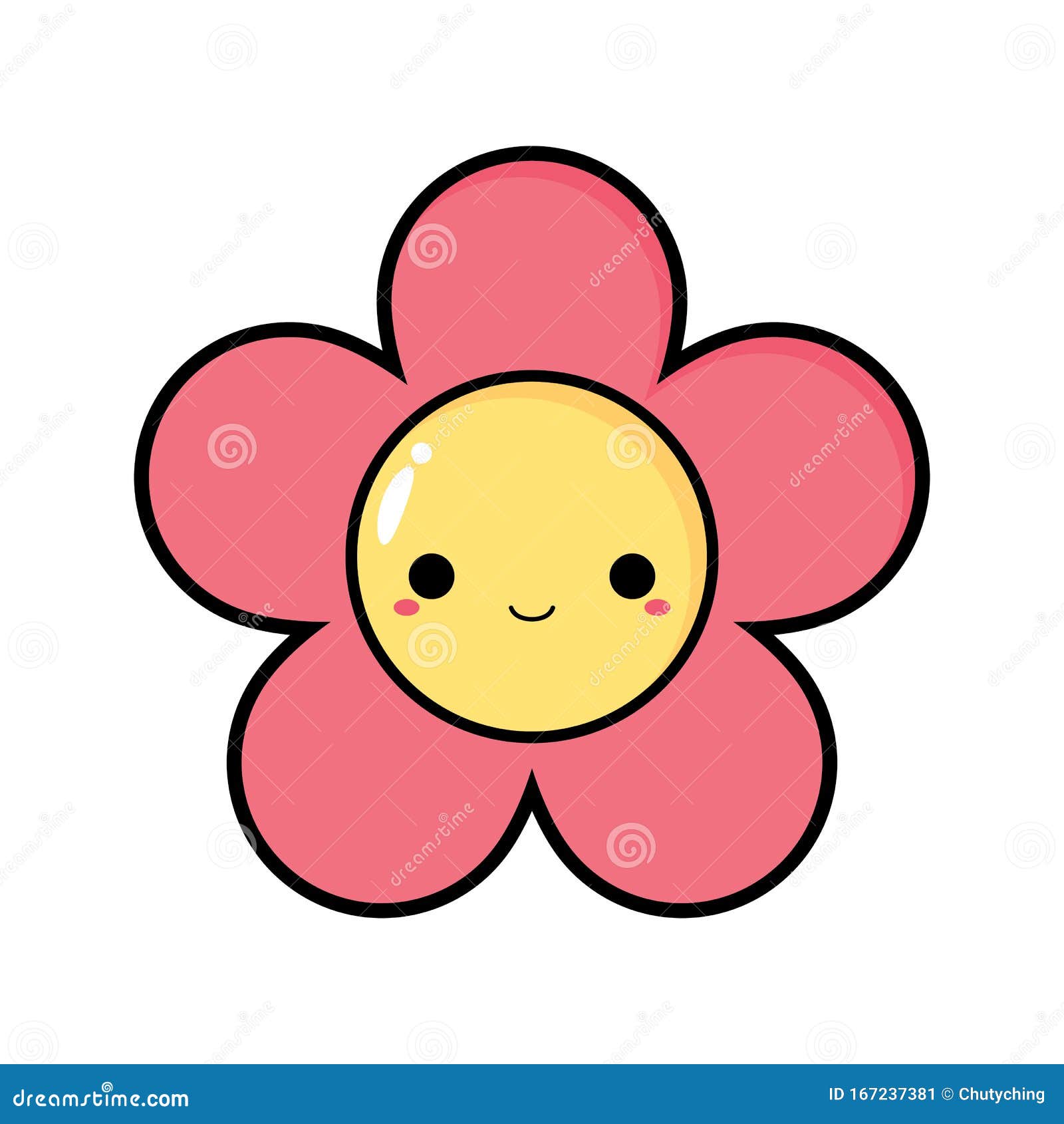 Download Cute Kawaii Pink Flower Icons. Stock Vector - Illustration ...