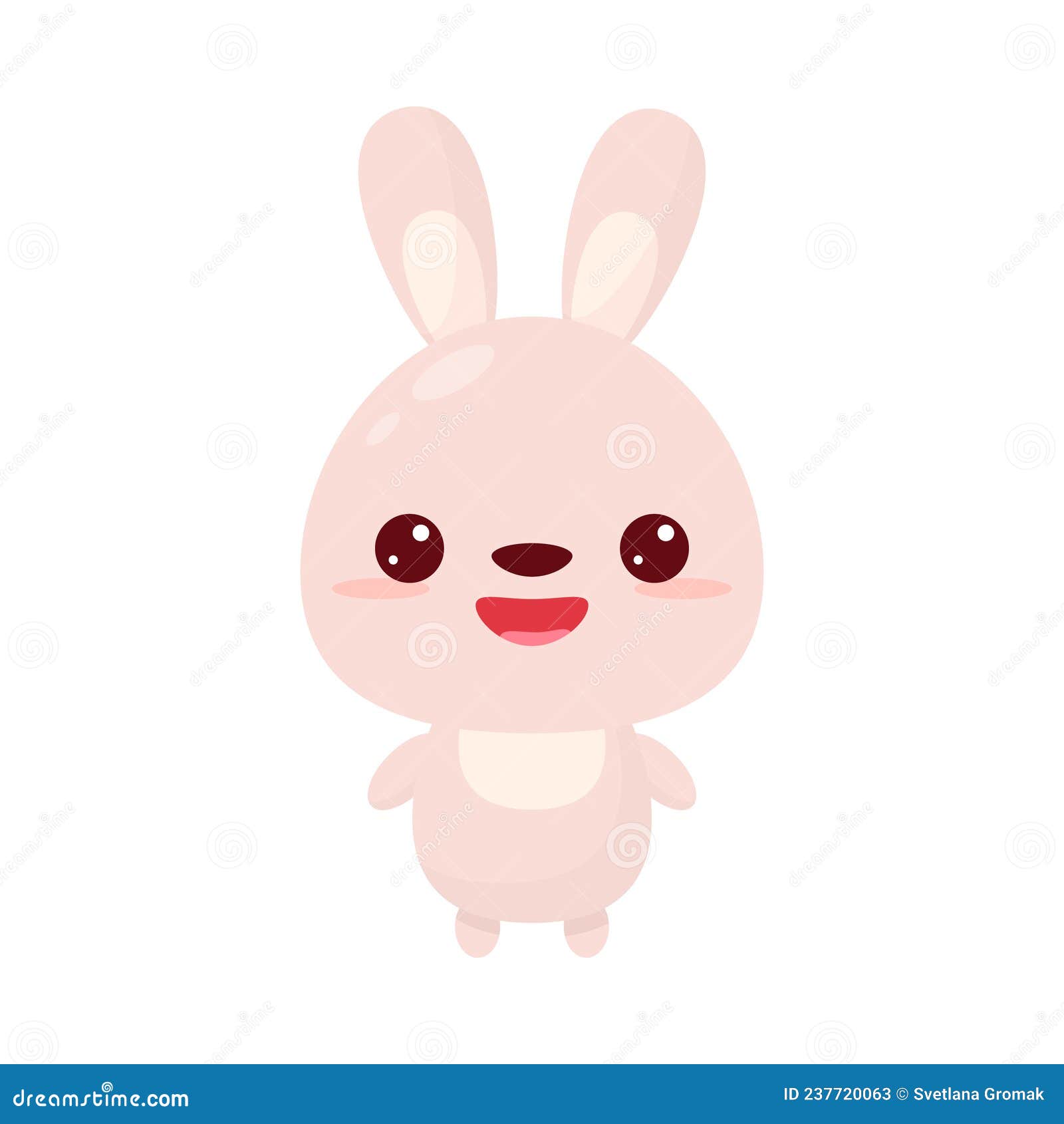 Cute Kawaii Rabbit. Cartoon. Funny Bunny Stock Vector - Illustration of ...