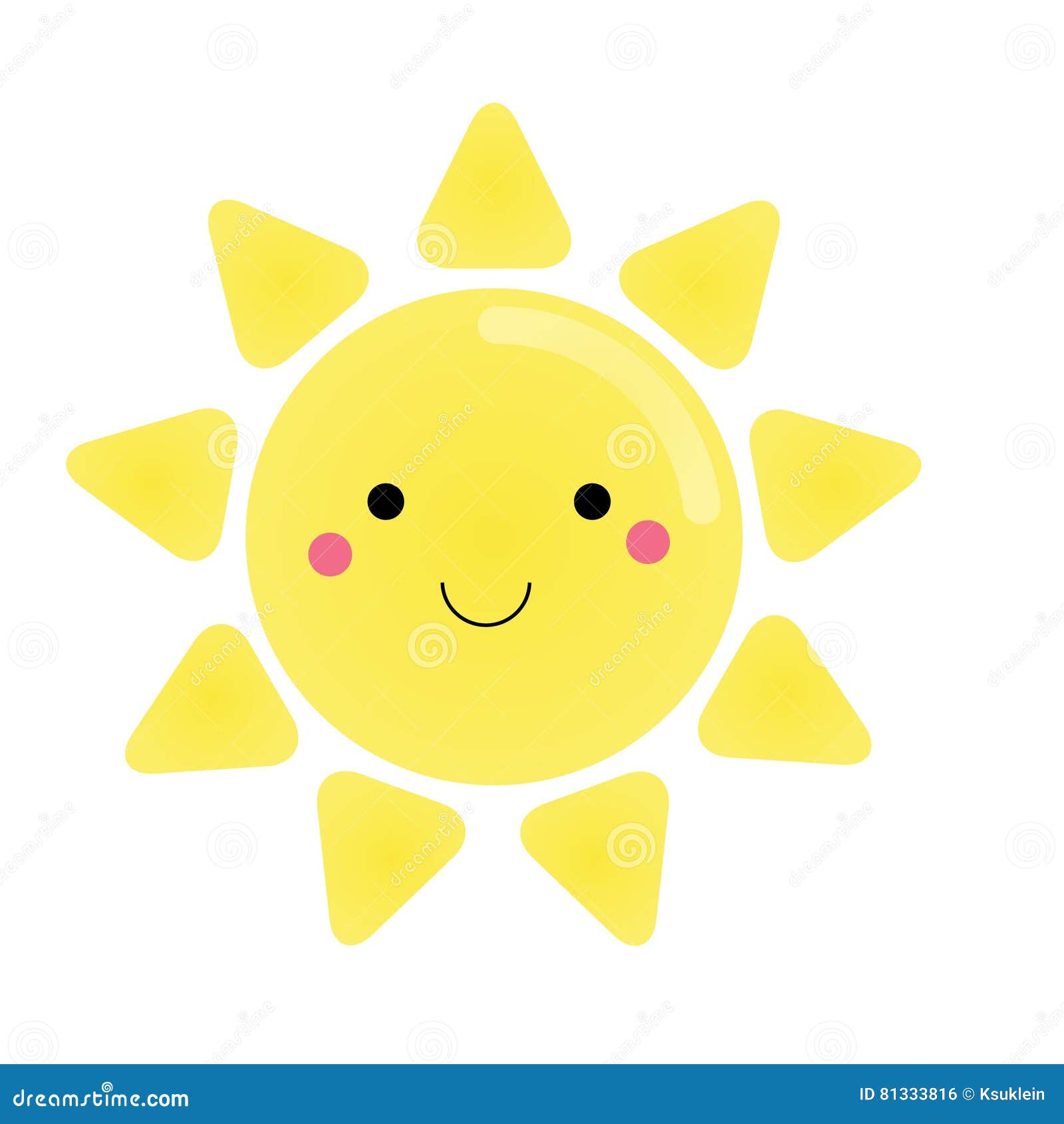 Cute Kawaii Sun Character Vector Illustration For Kids Design Element