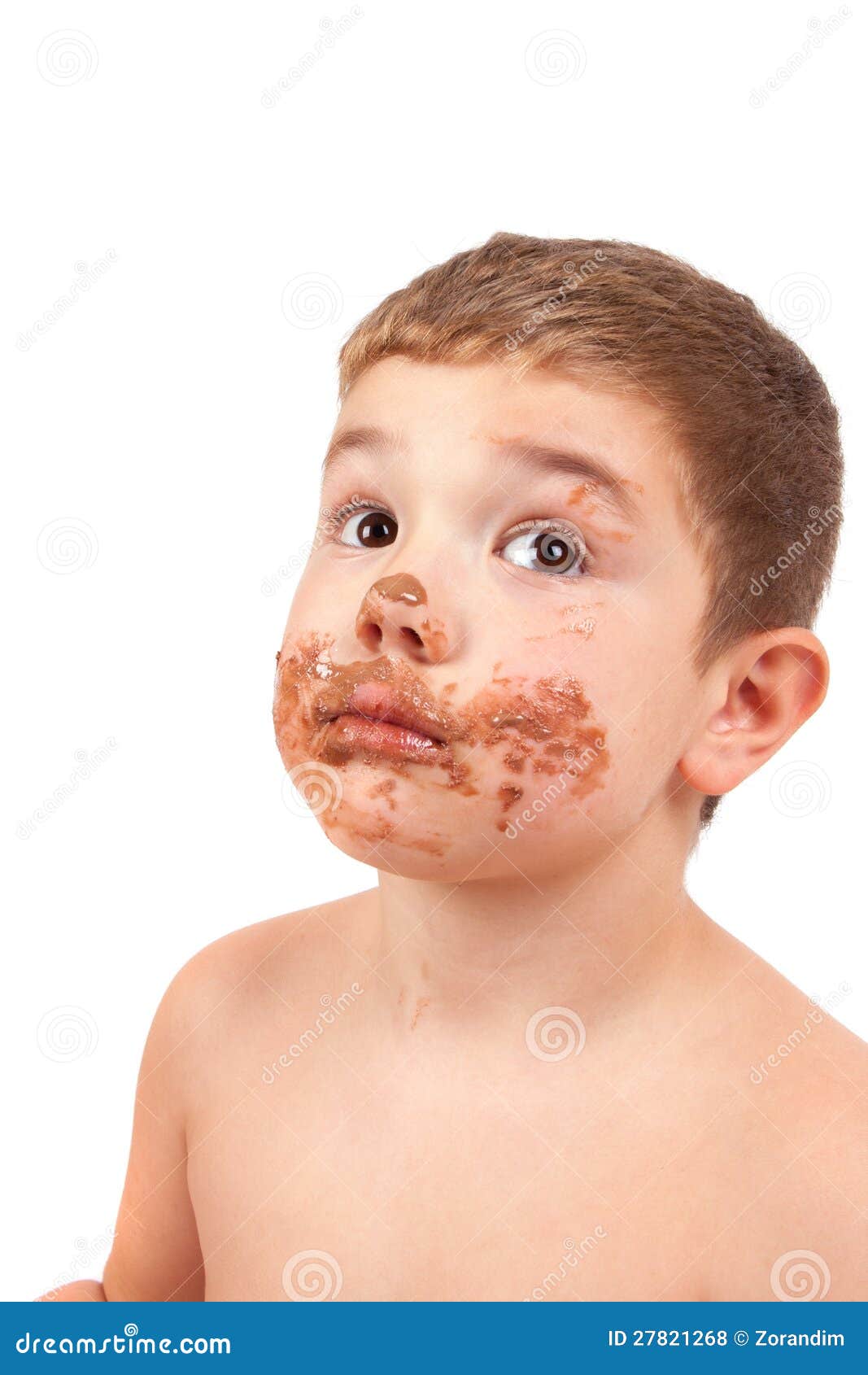 Cute Kid with Chocolate on His Face Stock Photo Image of grimace
