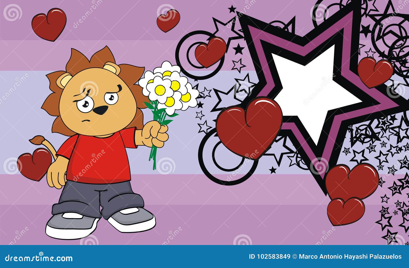 Download Flowers Kid Lion Cartoon Expression Background Stock Vector - Illustration of postal, clipart ...