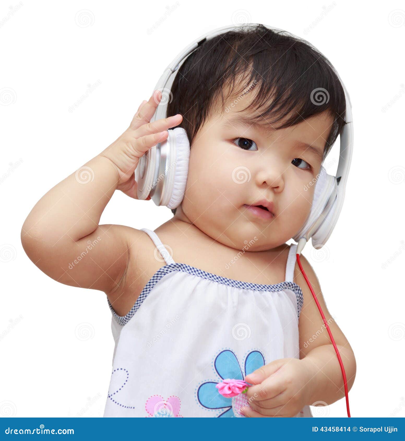 Cute Kid Listening To Music on Headphones and Enjo Stock Photo - Image ...