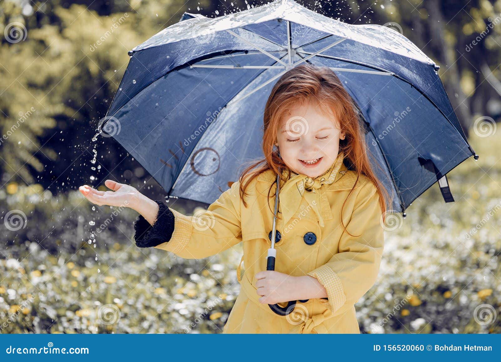 Cute Kid Plaiyng on a Rainy Day Stock Photo - Image of cheerful, people ...