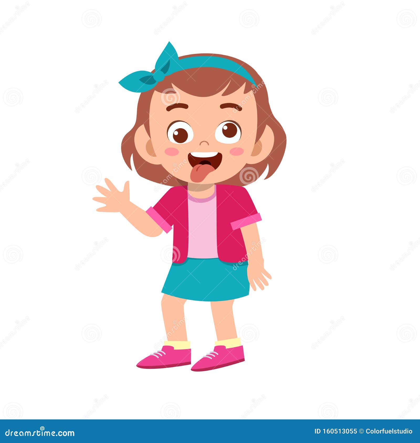 Cute Kid Teen Girl Show Facial Expression Stock Vector - Illustration ...