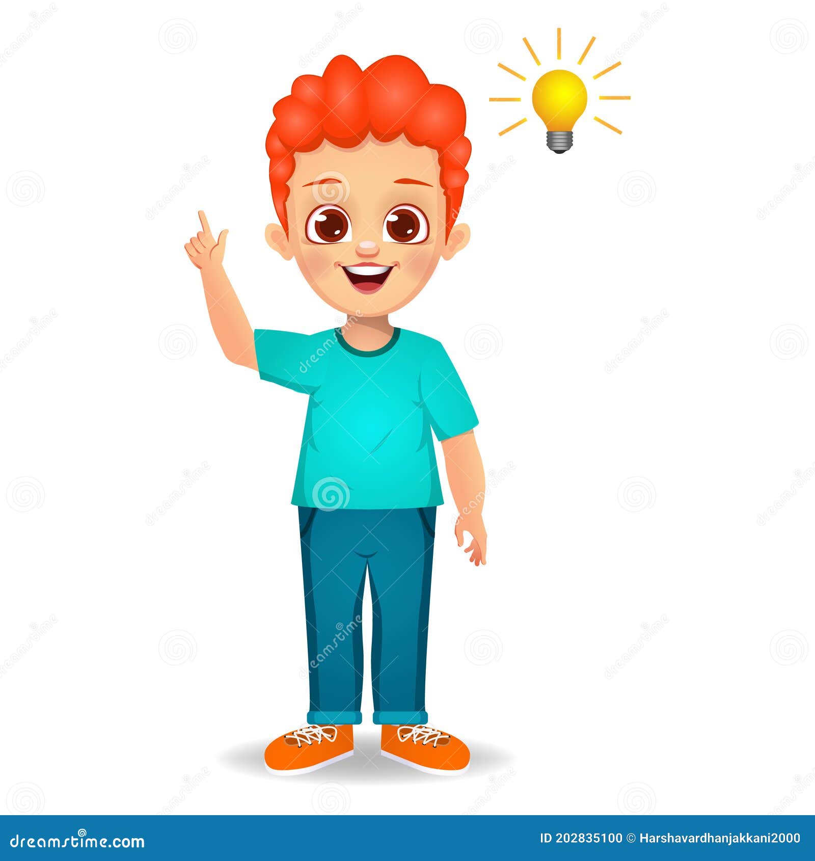 Cute kid thinking idea stock illustration. Illustration of expression ...