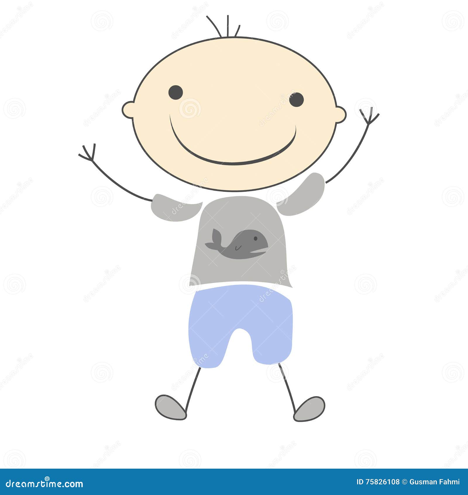 Cute Kids Boy Simple Cartoon Illustration Stock Illustration - Illustration  of whale, smile: 75826108