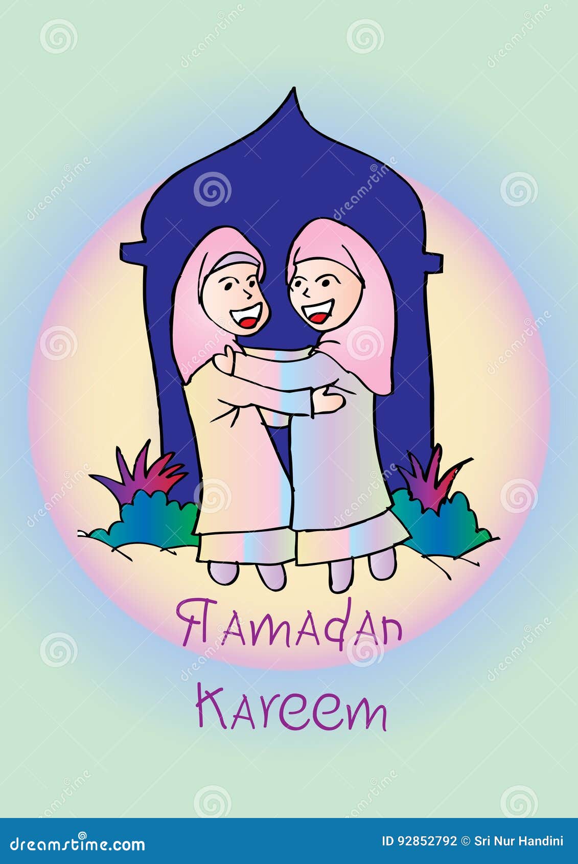 Cute Kids Celebrating Eid Festival. Stock Vector - Illustration of message,  cartoon: 92852792