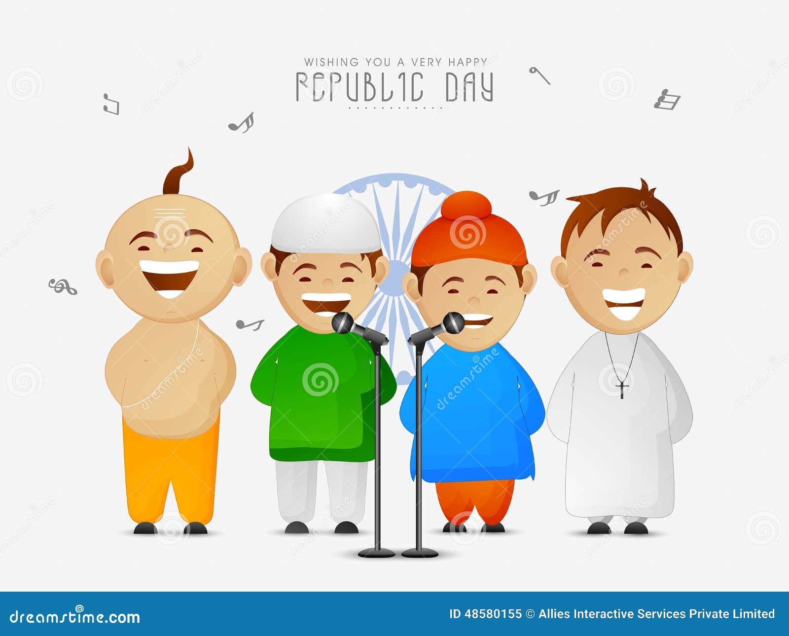 Cute Kids Celebrating Indian Republic Day. Stock Illustration -  Illustration of background, cute: 48580155