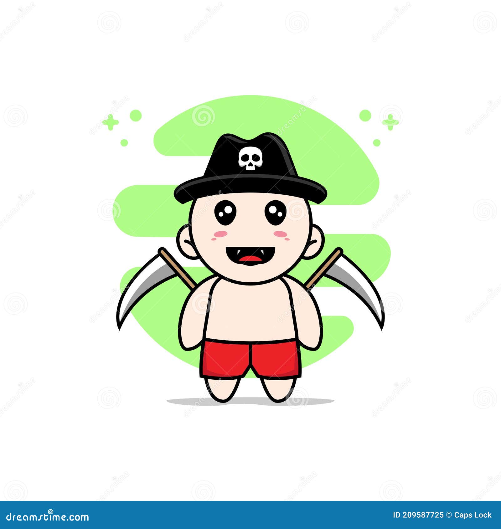 Cute Kids Character Design Wearing Angel of Death Costume Stock Vector ...