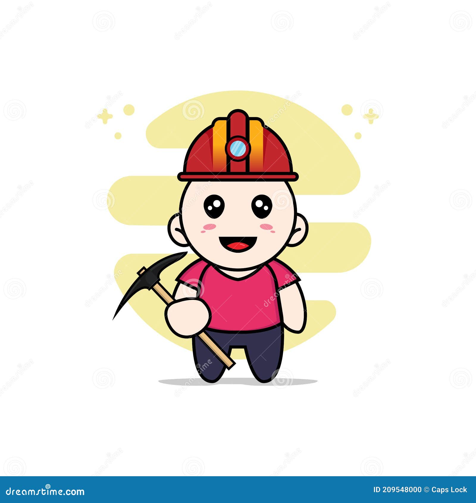Cute Kids Character Wearing Miners Costume Stock Vector - Illustration ...