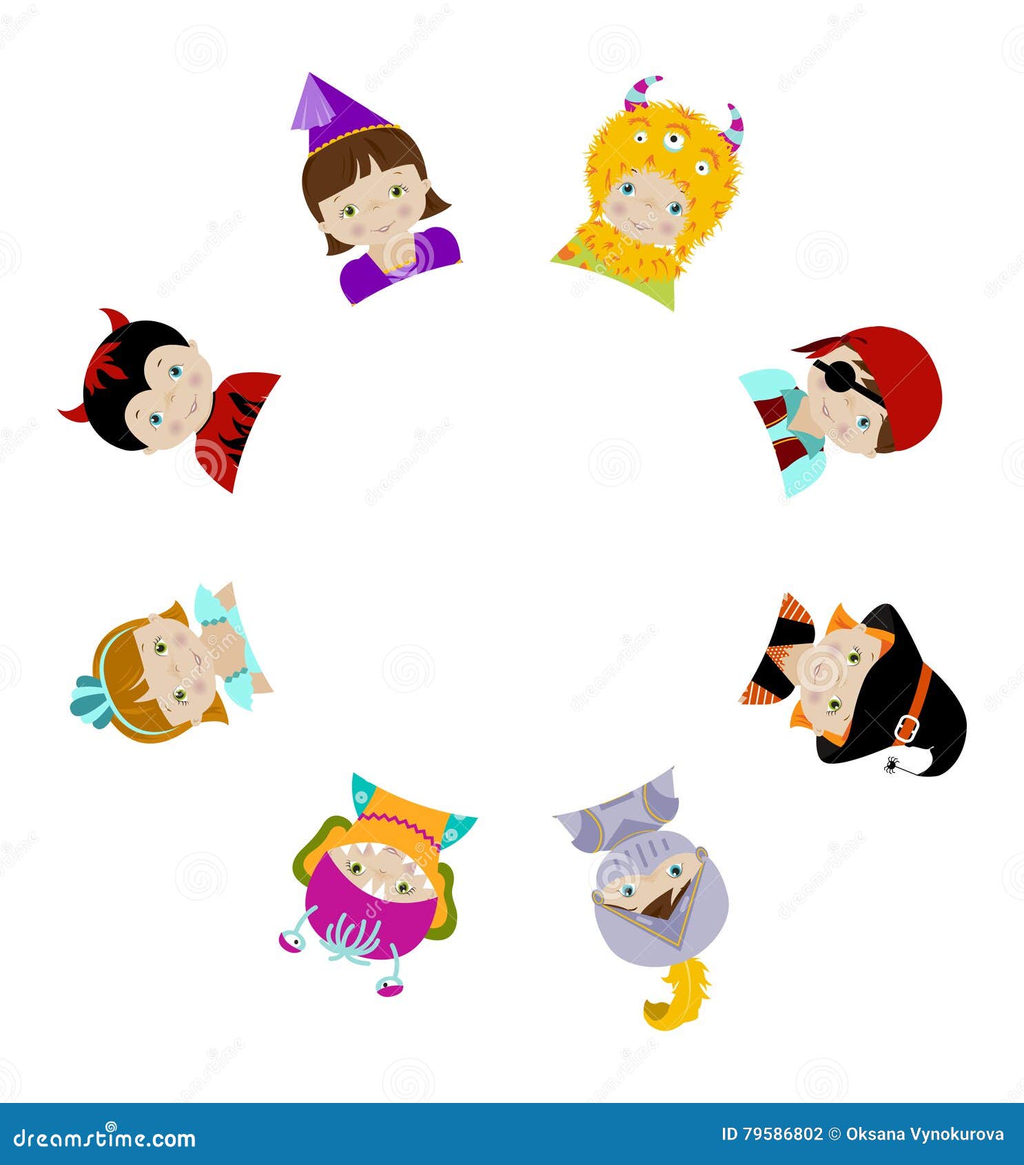 Cute Kids in Fancy Costumes Behind Circle Blank Stock Vector - Illustration  of isolated, comic: 79586802