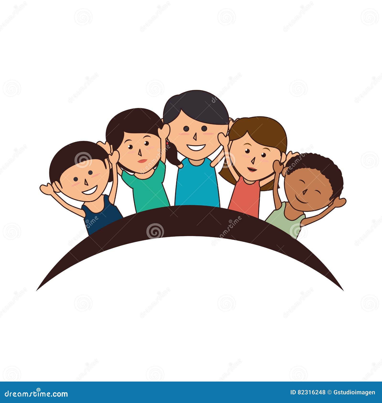Cute kids group icon stock illustration. Illustration of faces ...