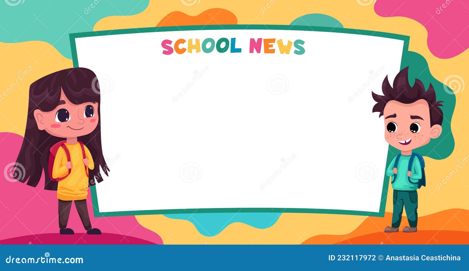 Cute Kids, Pupils Students Read School News. Space for Your Text. Template  for Advertising Brochure Stock Vector - Illustration of billboard, layout:  232117972