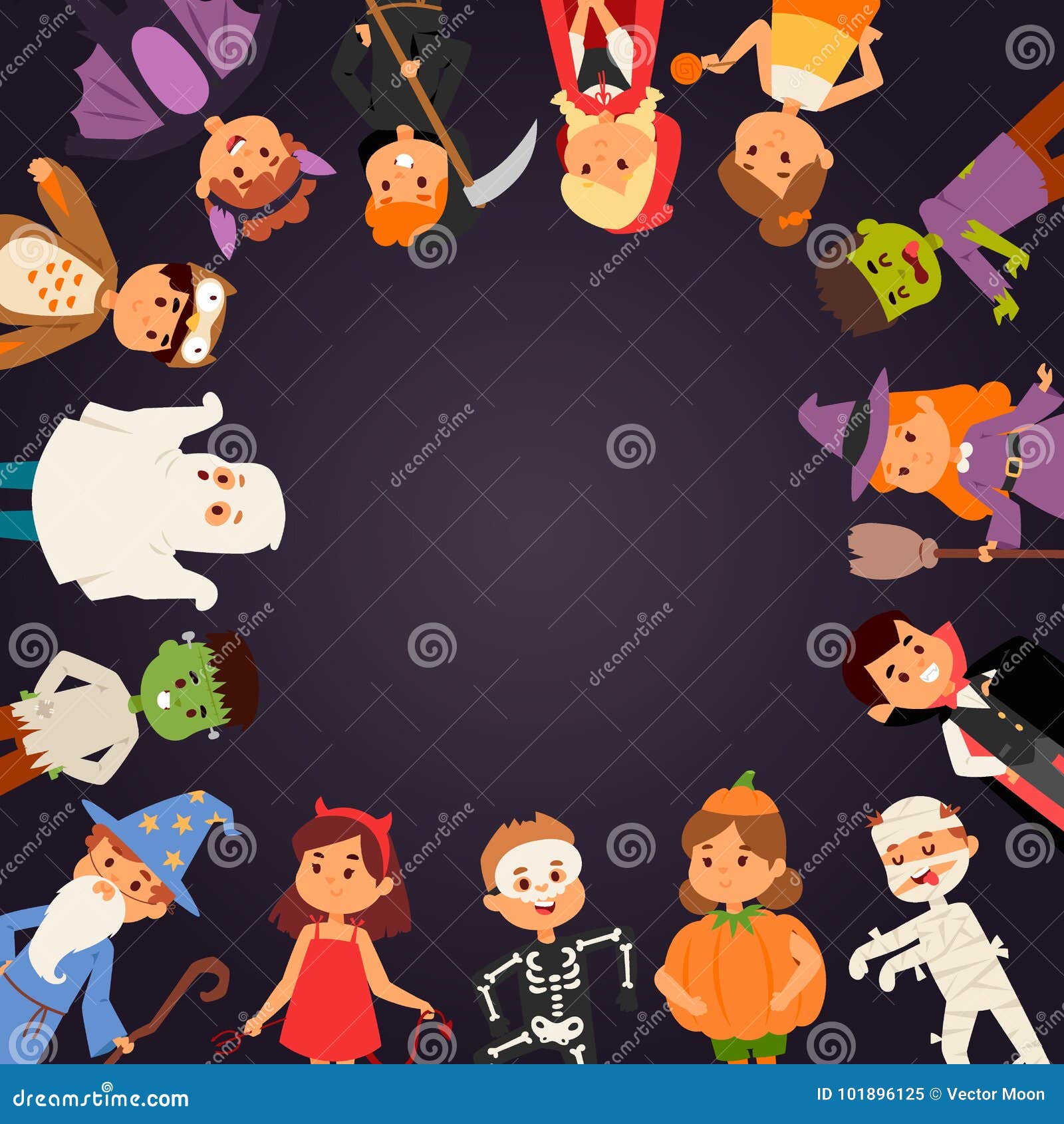 Cute Kids Wearing Halloween Party Costumes Vector. Stock Vector ...