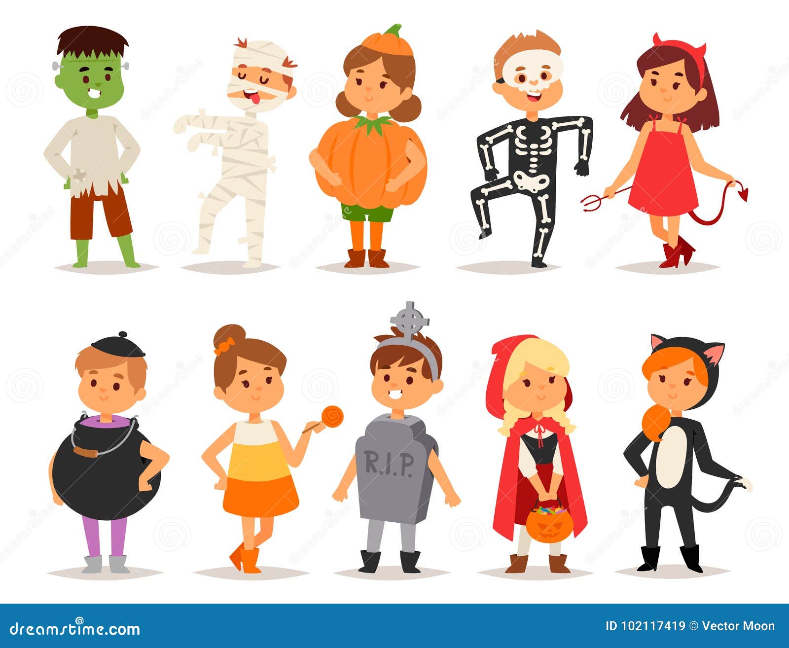 canvas Conflict clock Cute Kids Wearing Halloween Party Costumes Vector. Stock Vector -  Illustration of october, magic: 102117419