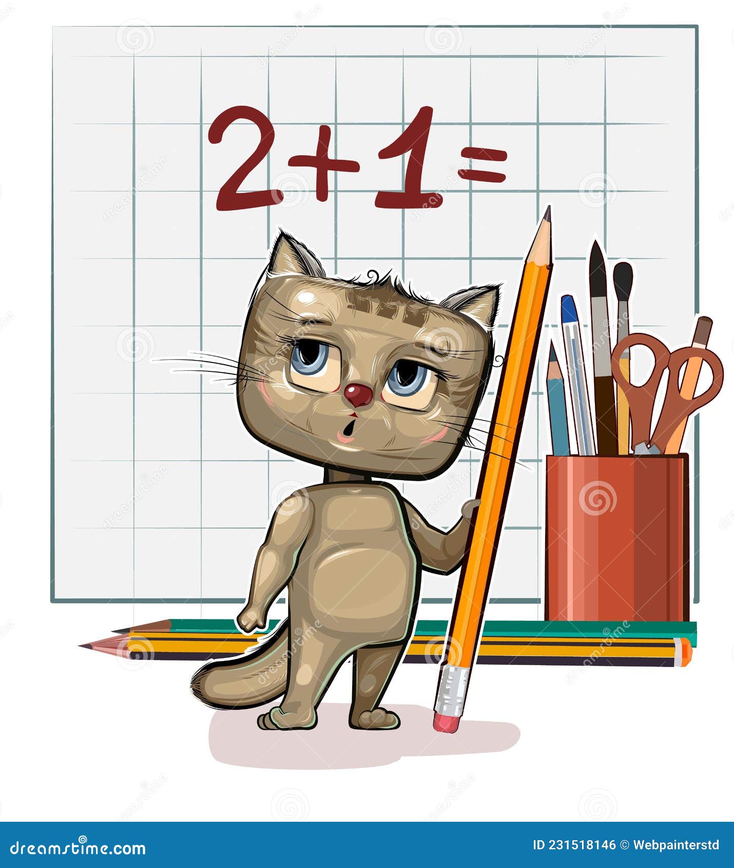 Cute Kitten Baby is Trying To Count. Studying Numbers and Counting. Funny  Animal Kid. Stationery and Pencil Stock Vector - Illustration of child,  mathematics: 231518146