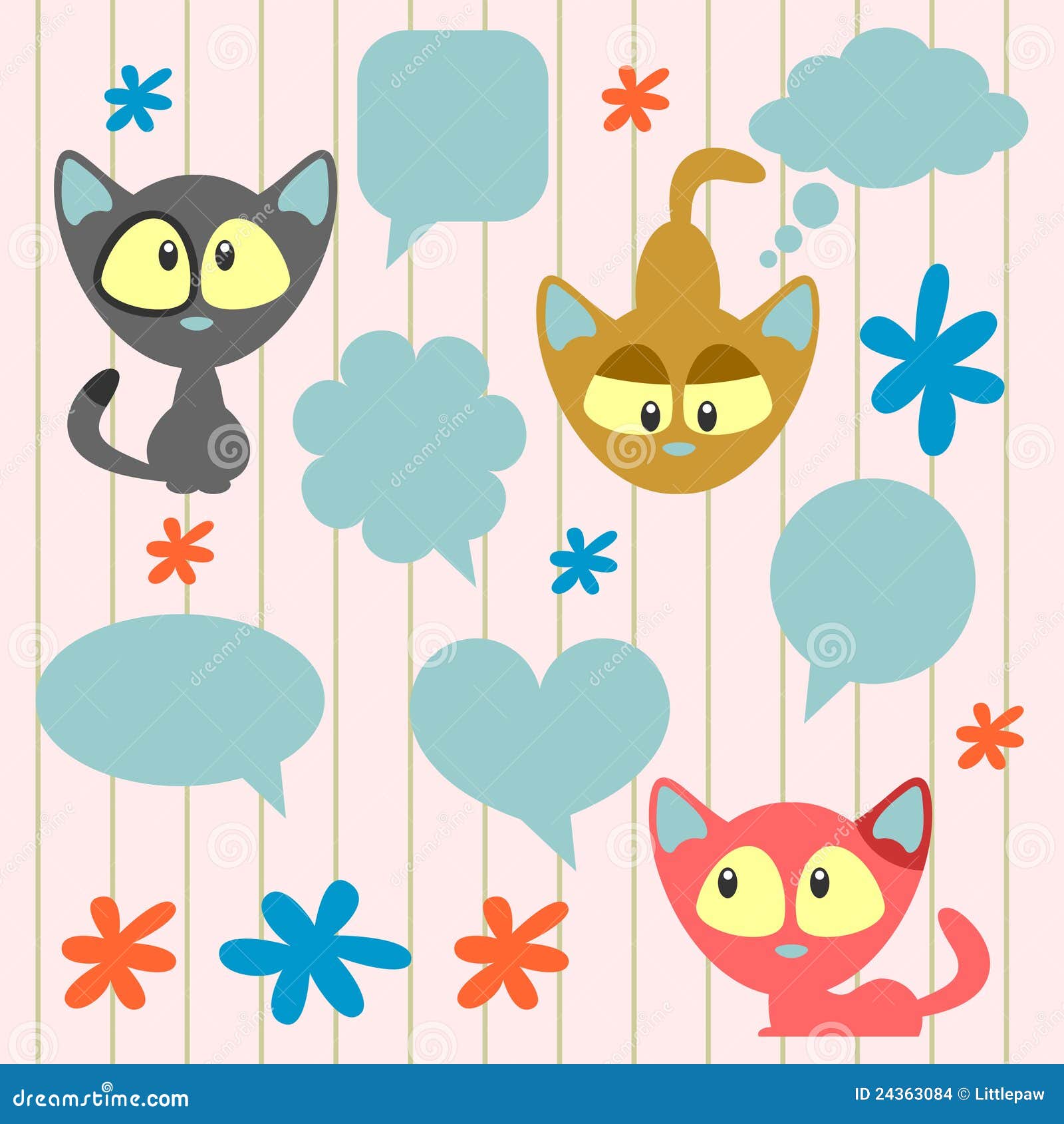 Cute Kittens and Speech Bubbles Stock Vector Illustration of shape