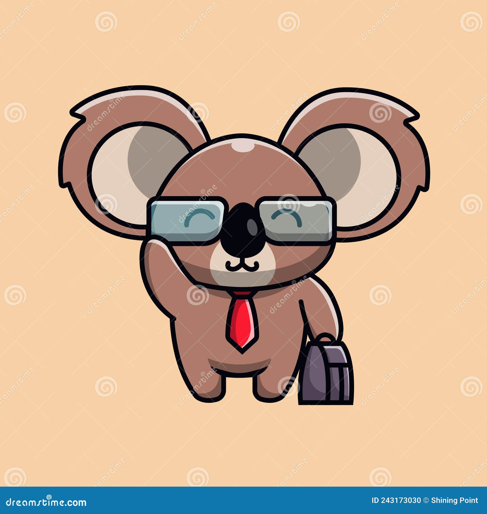 Cute Koala Businessman Holding Suitcase Cartoon Vector Icon