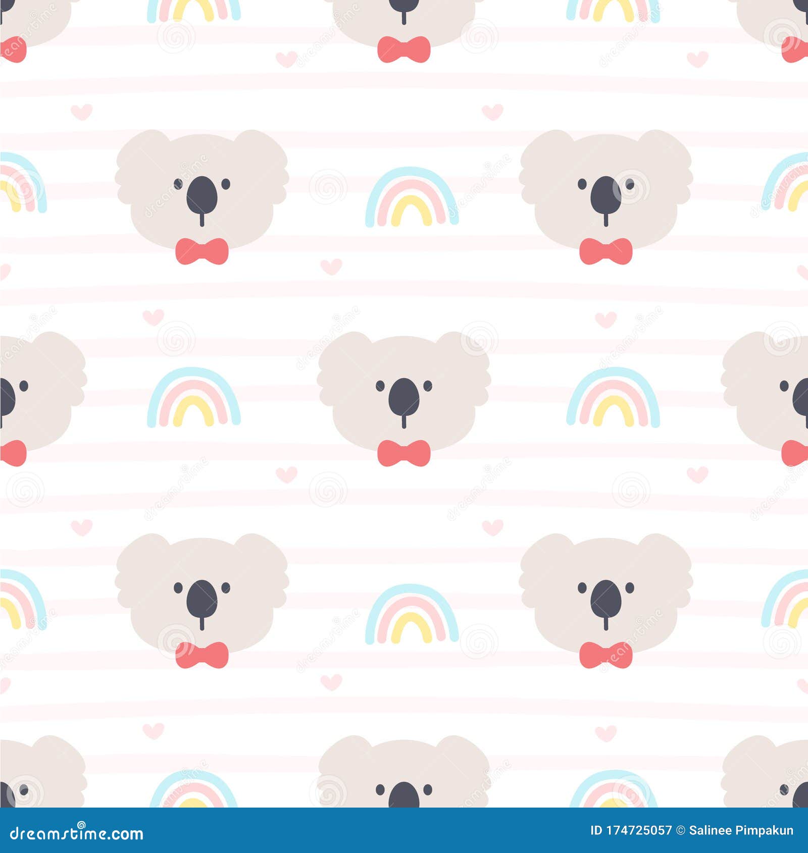 Cute Koala and Rainbow Seamless Pattern Background Stock Illustration