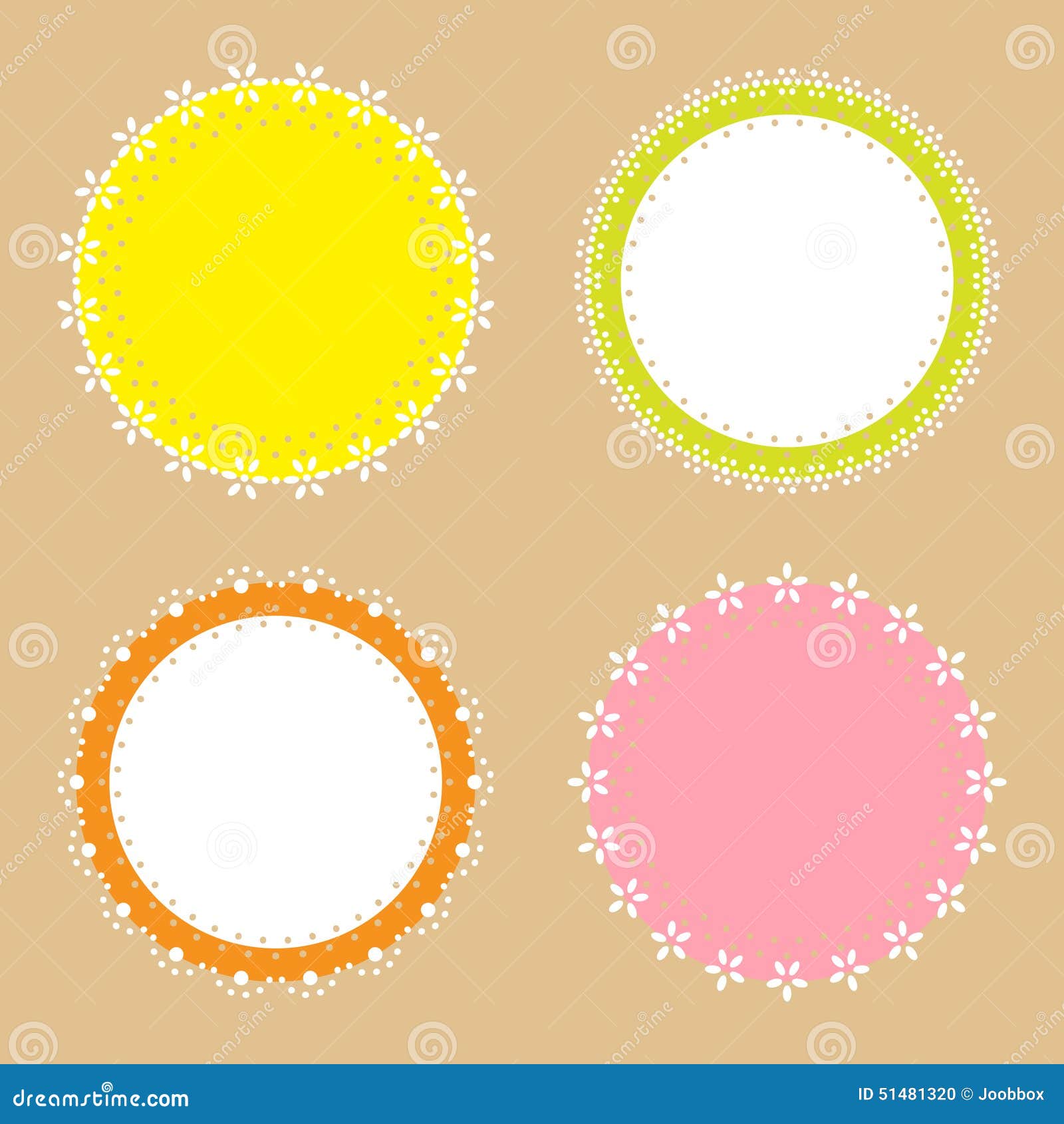4 Cute Lace Border Round Labels Stock Vector Illustration of creative, graphic 51481320