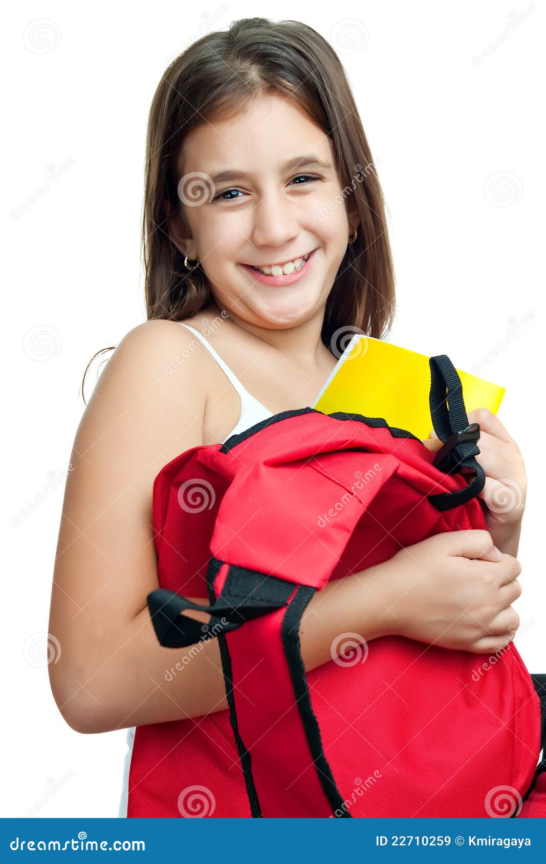 Cute Latin Girl Carrying Her School Backpack Stock Image Image of joyful, bright 22710259