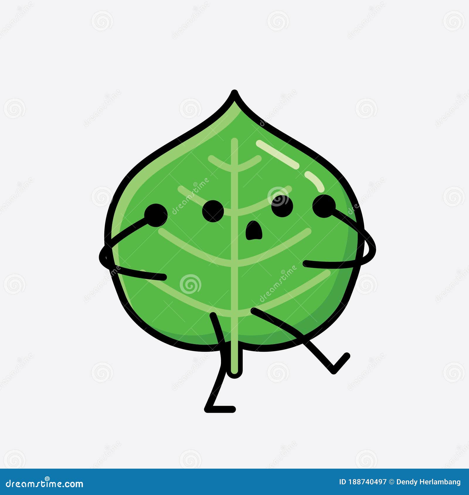 Cute Leaf Mascot Vector Character in Flat Design Stock Vector ...