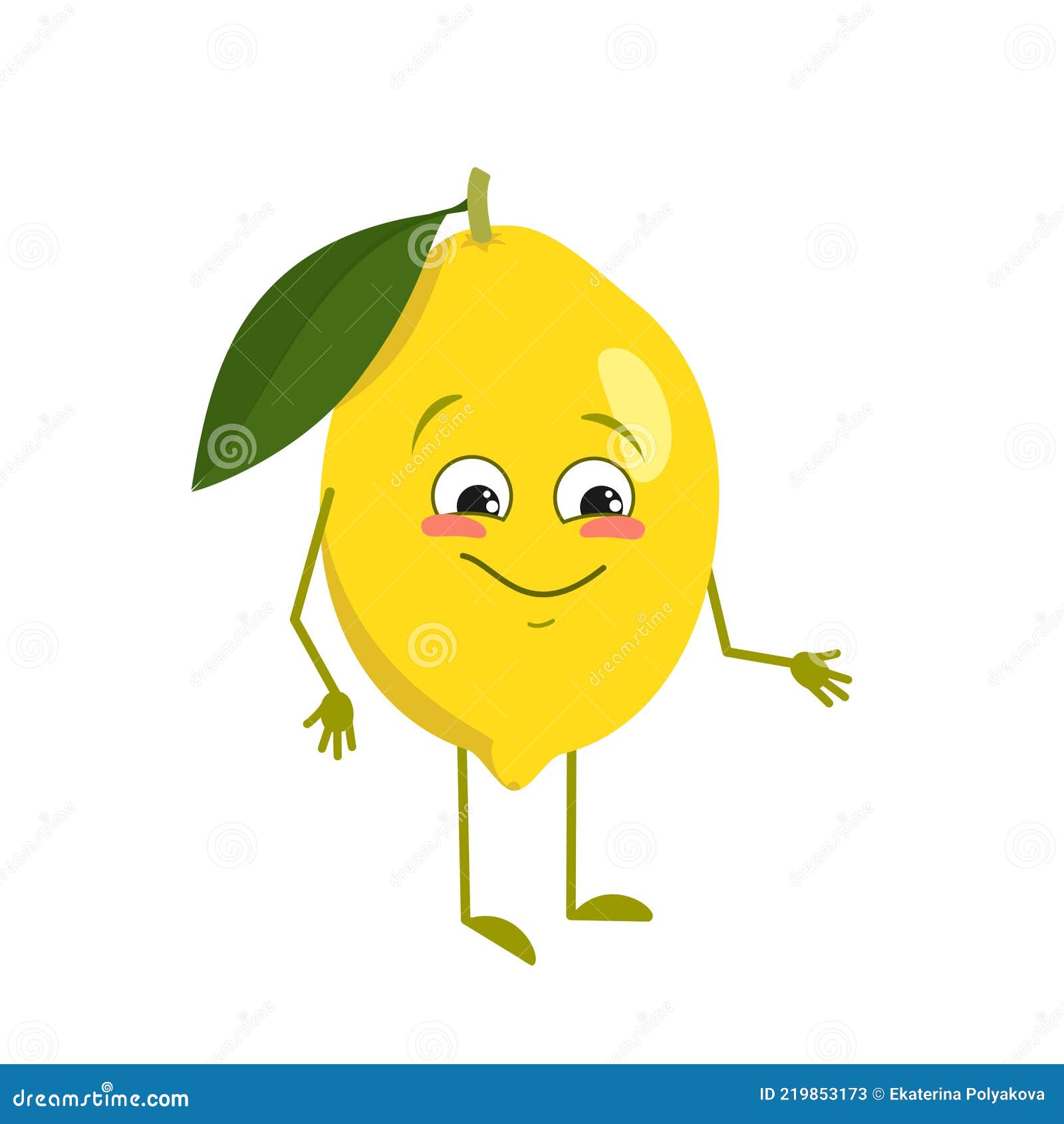 Cute Lemon Character with Joy Emotions, Smiling Face, Happy Eyes, Arms ...