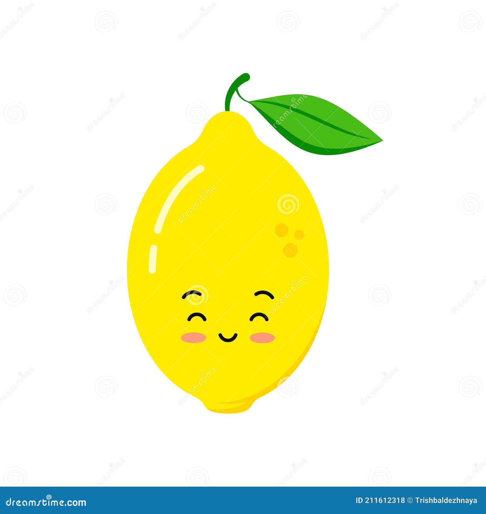 Cute Lemon Citrus Fruit Icon Isolated on White Background. Stock Vector ...