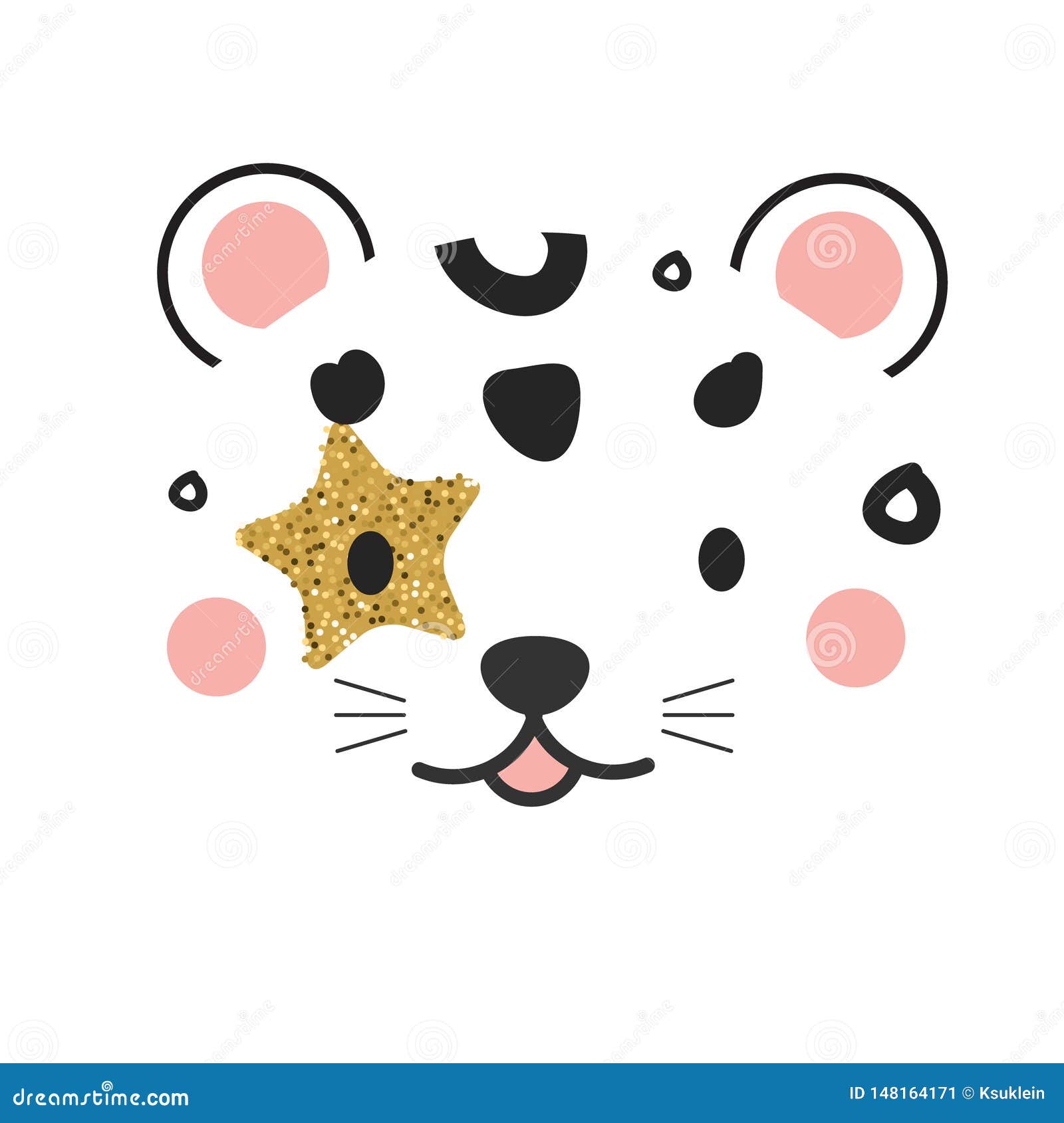 Cute Leopard Face Jungle Animal In Scandinavian Style For Kids Fashion Prints And Children Design Nursery Decoration Stock Vector Illustration Of Happy Clothes