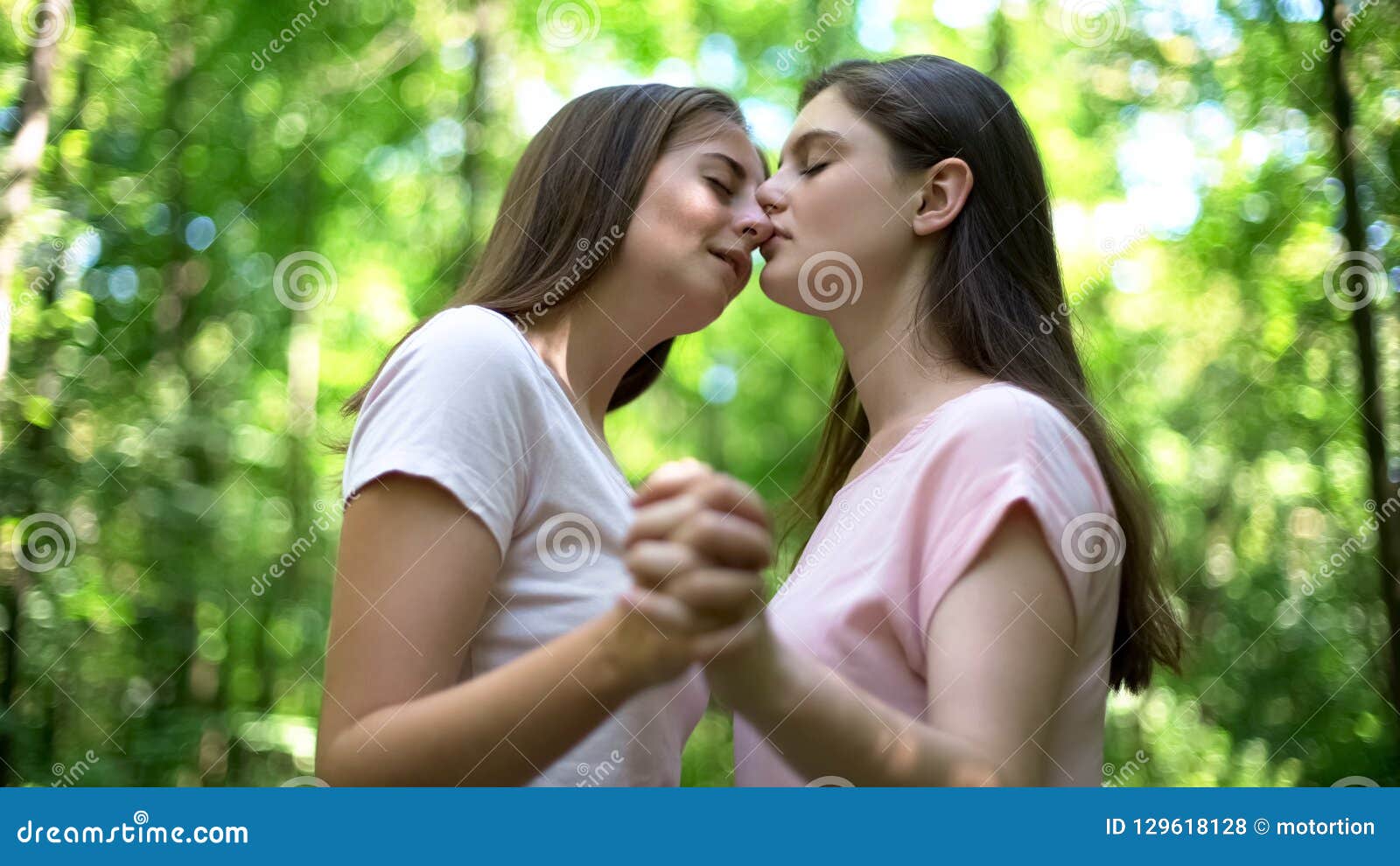 Cute Lesbians Holding Hands And Kissing Support Despite Society