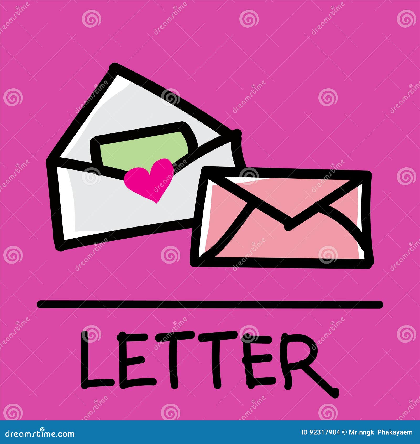 Cute Letter Handdrawn Style, Vector Illustration. Stock Vector