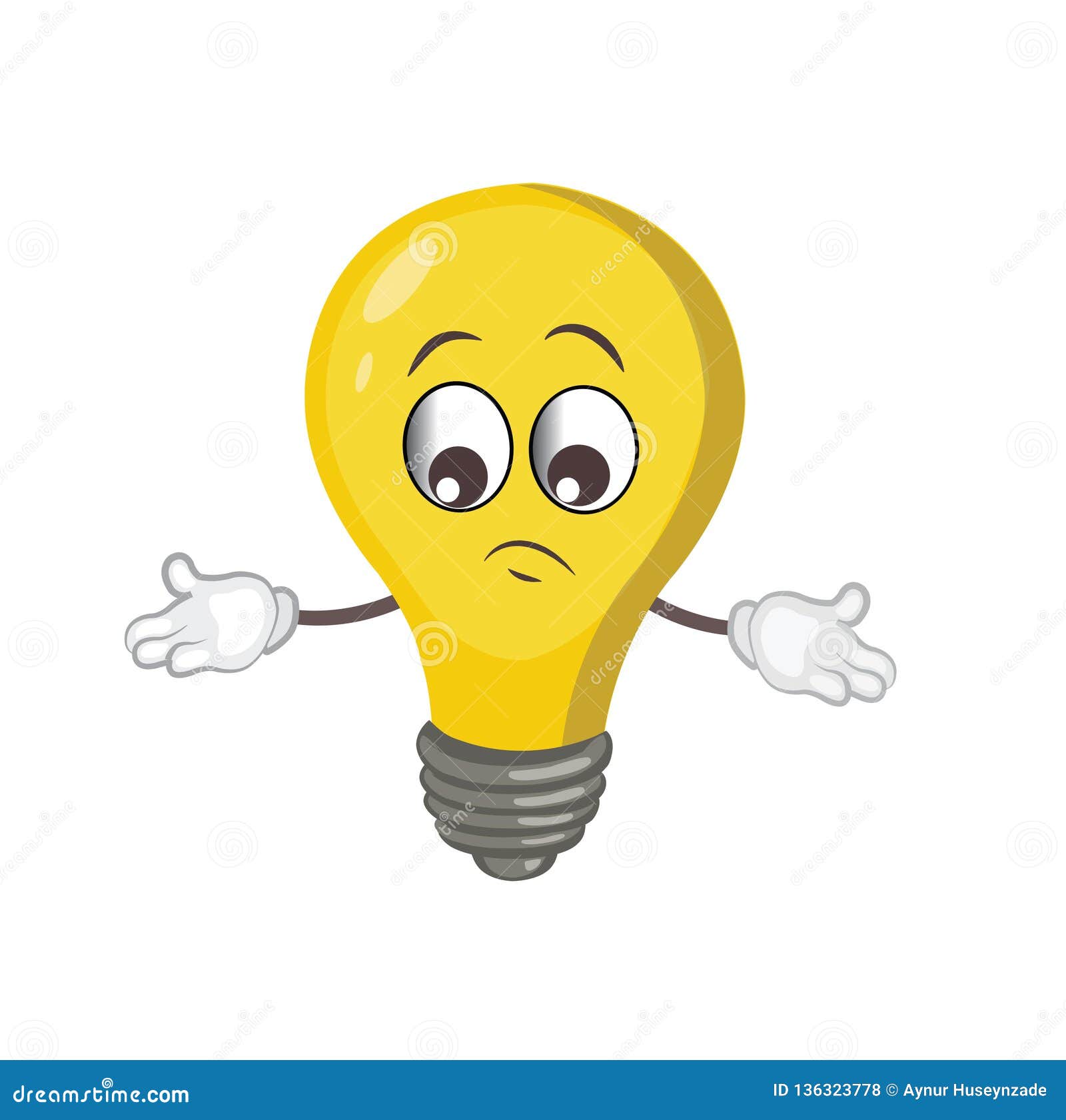 Cute Light Bulb Character.cartoon Vector Illustration Stock