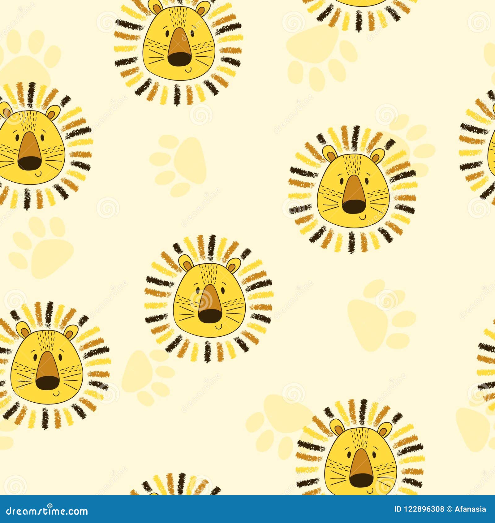 Download Cute Lion Head Seamless Pattern. Stock Vector ...
