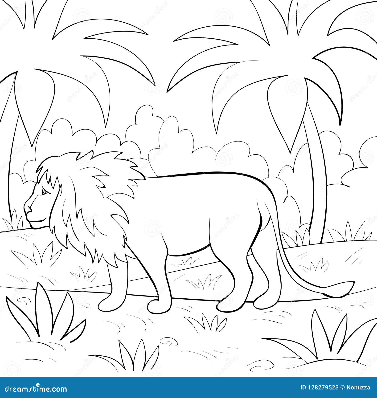 Coloring Page,book a Cute Lion Image for Art Illustration for Relaxing. Stock Vector - of abstract: 128279523