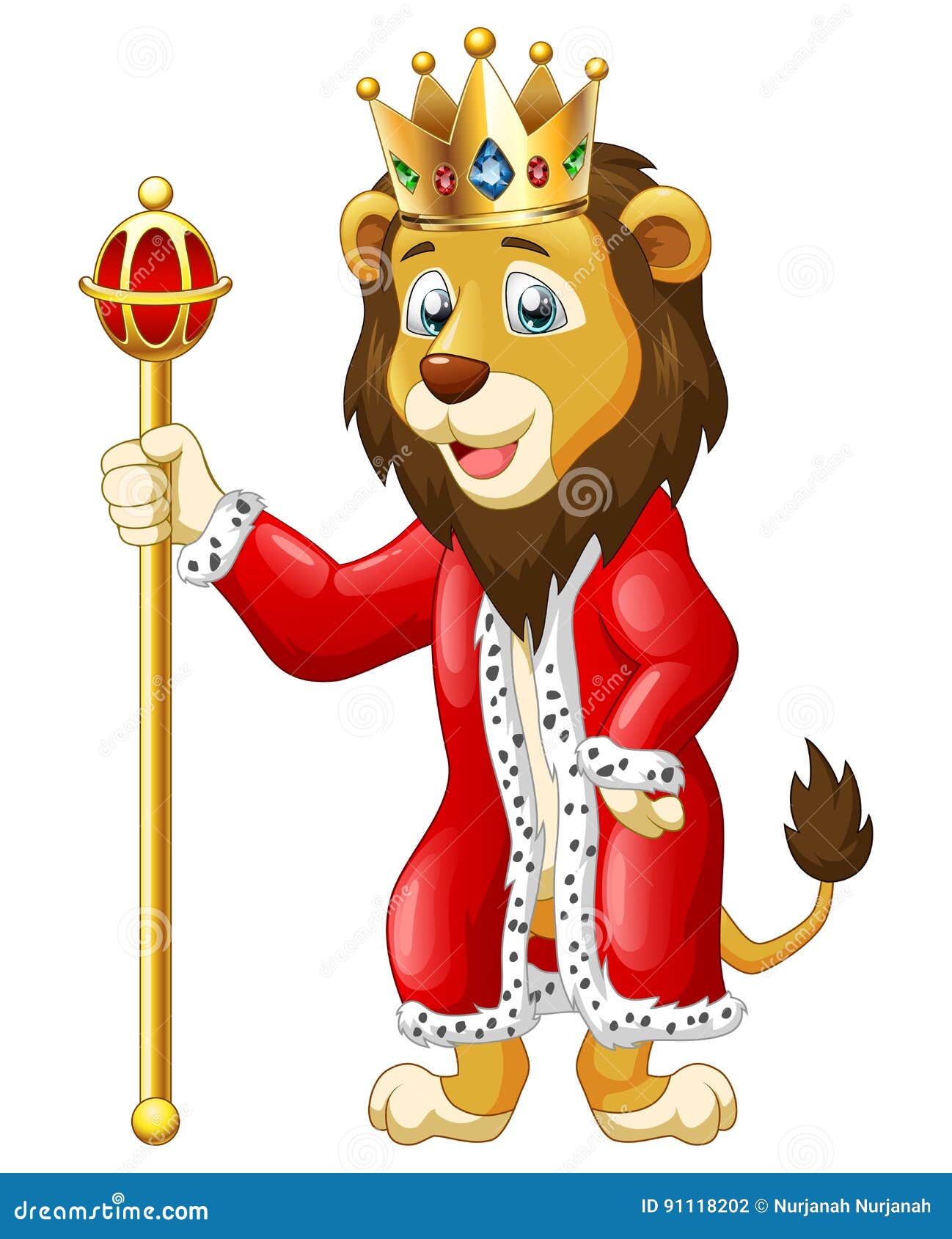Cute lion king cartoon stock vector. Illustration of walking - 91118202