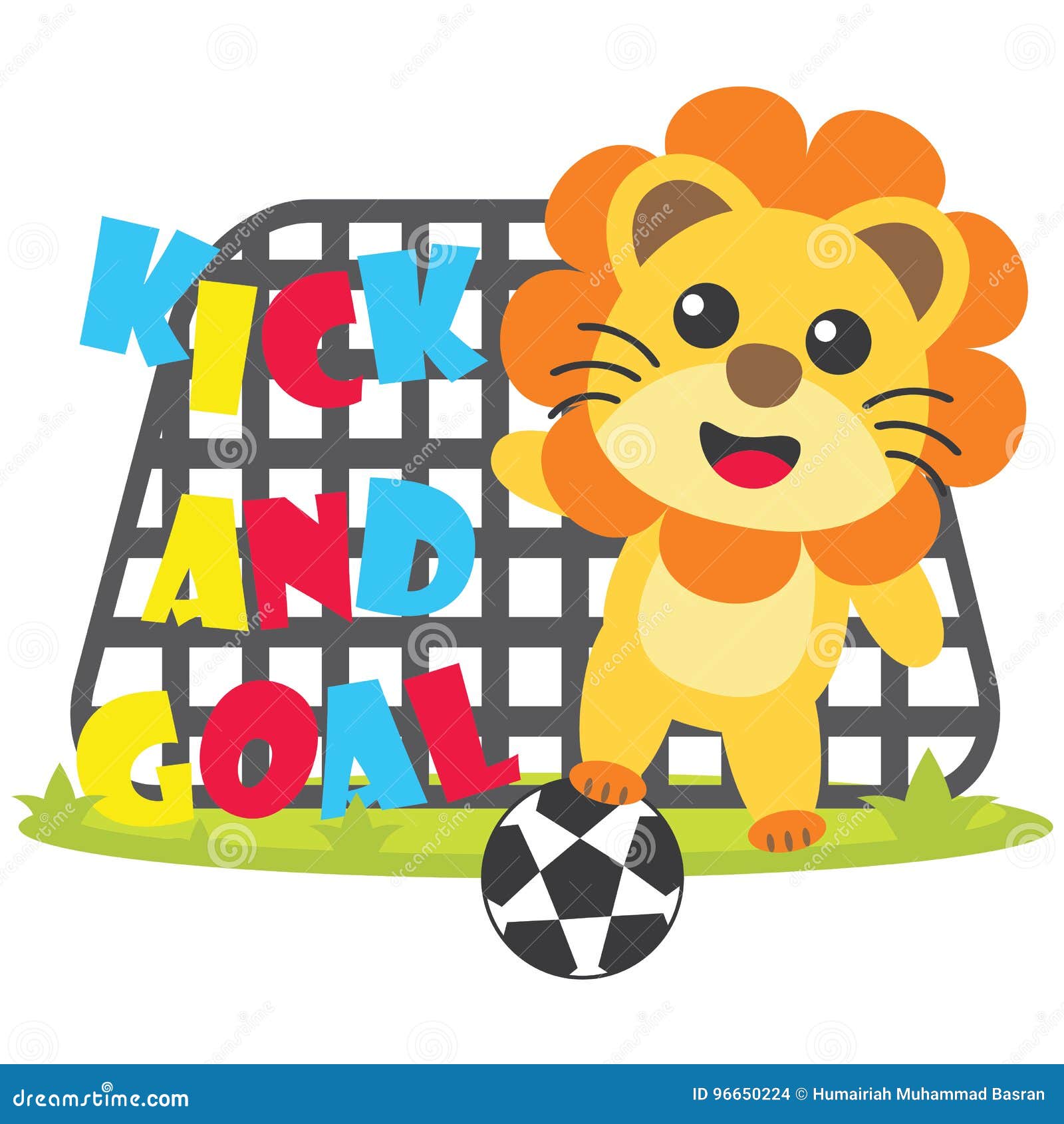 Cute Lion Plays Football Kick and Goal Cartoon Illustration for Kid T Shirt  Design Stock Vector - Illustration of card, fabric: 96650224