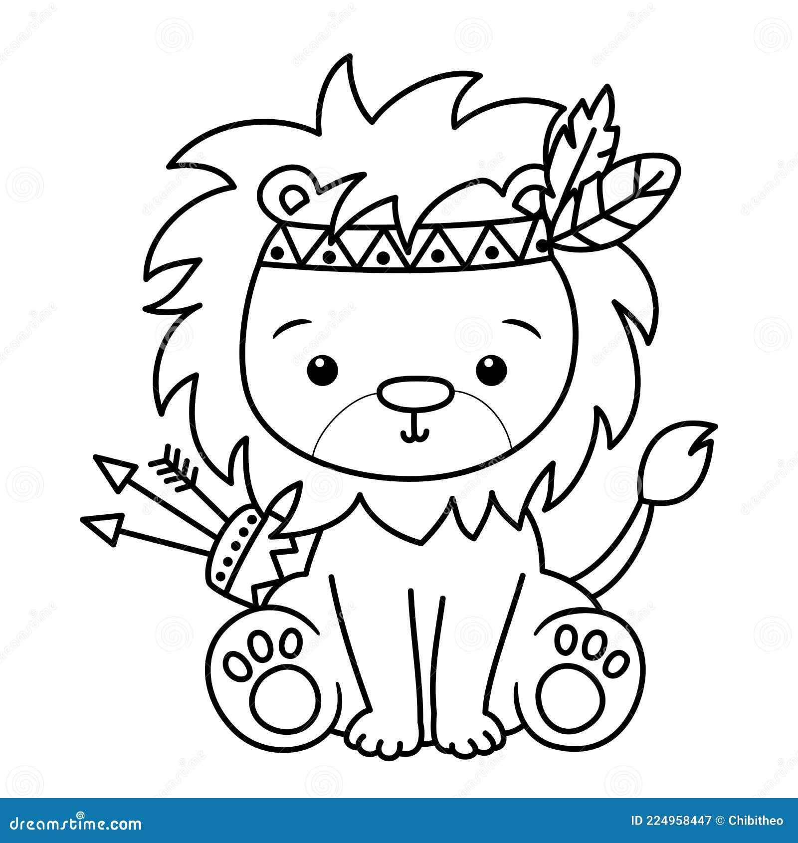 A Cute Lion Sitting with an Arrow, for Coloring Pictures Stock ...
