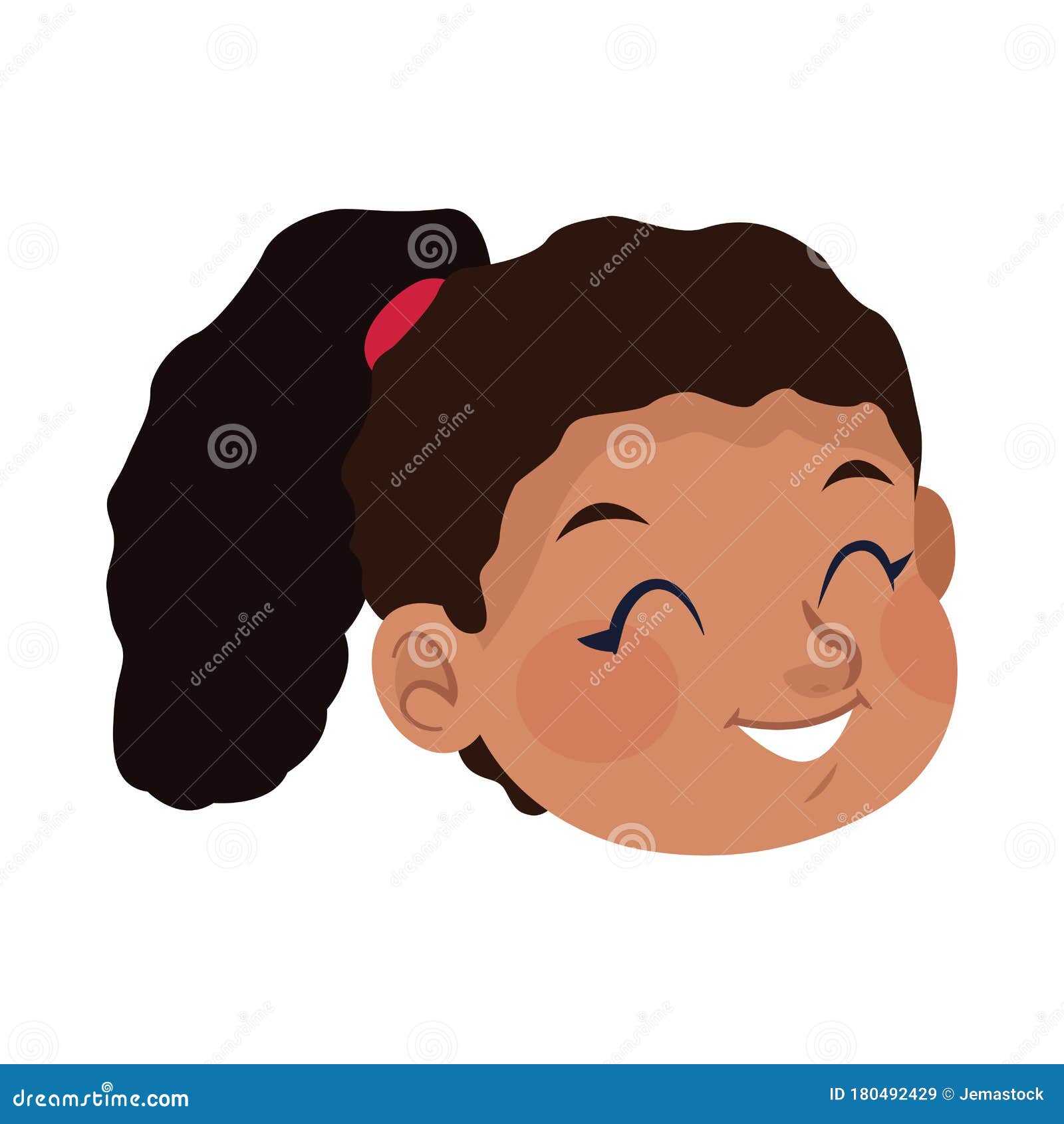 Cute Little Afro Girl Head Character Stock Vector - Illustration of ...