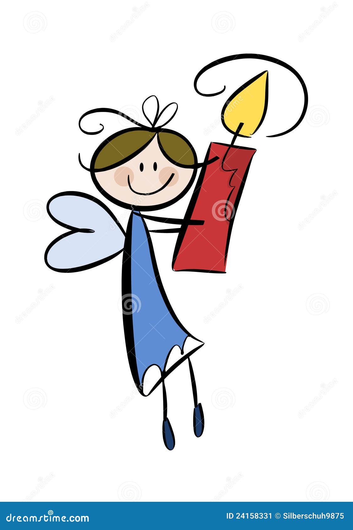 Cute Little Angel with Candle Stock Vector Illustration of female