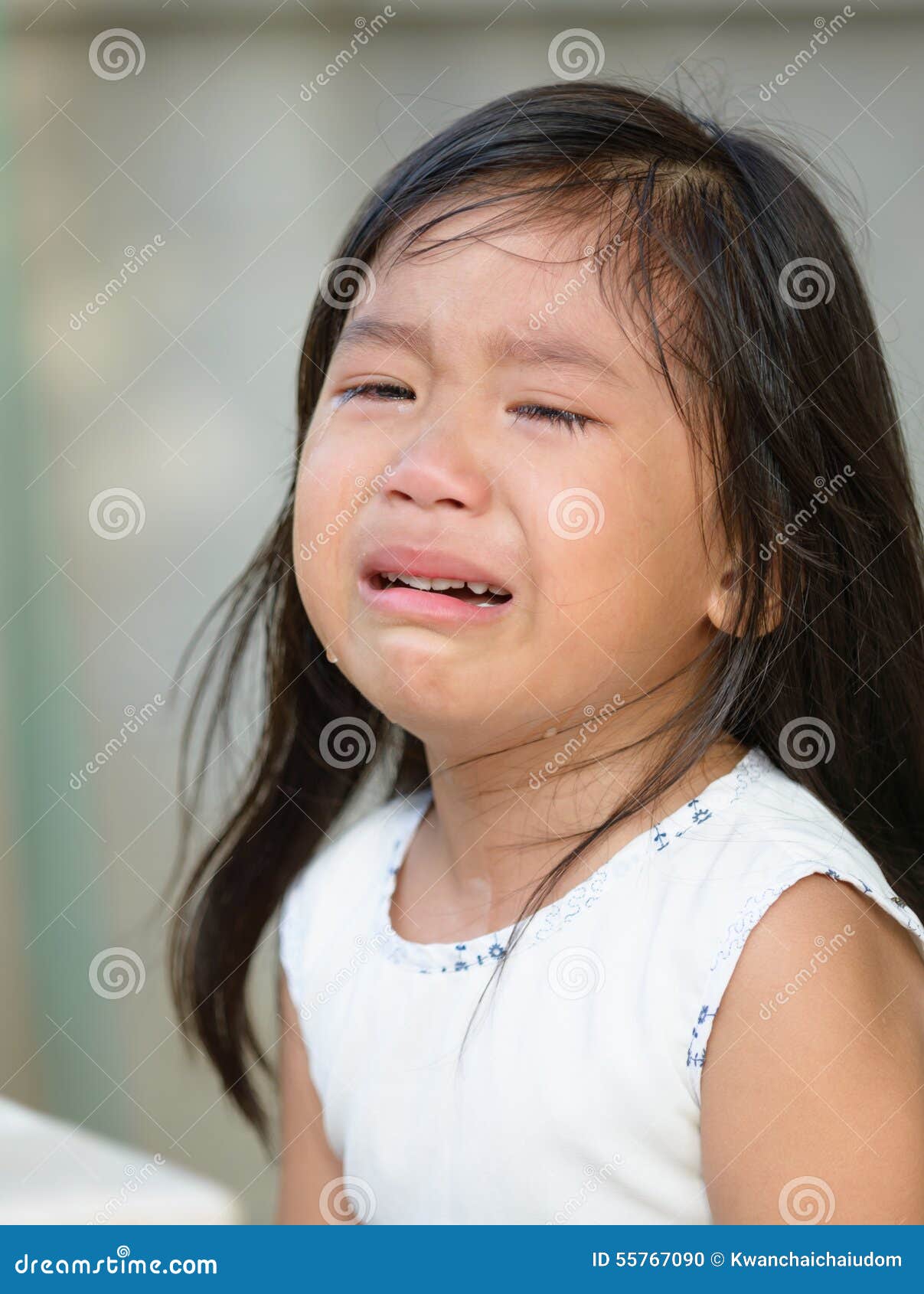 Cute Little Asian Girl Crying. Stock Photo - Image of asian, cute ...